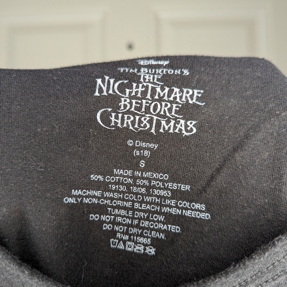 Girls Size Small Nightmare Before Christmas Jack And Sally Halloween L/S Shirt - Picture 3 of 3